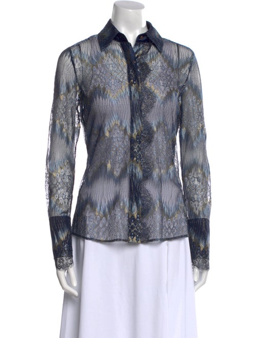 Ramy Brook Printed Long Sleeve Button-Up Top