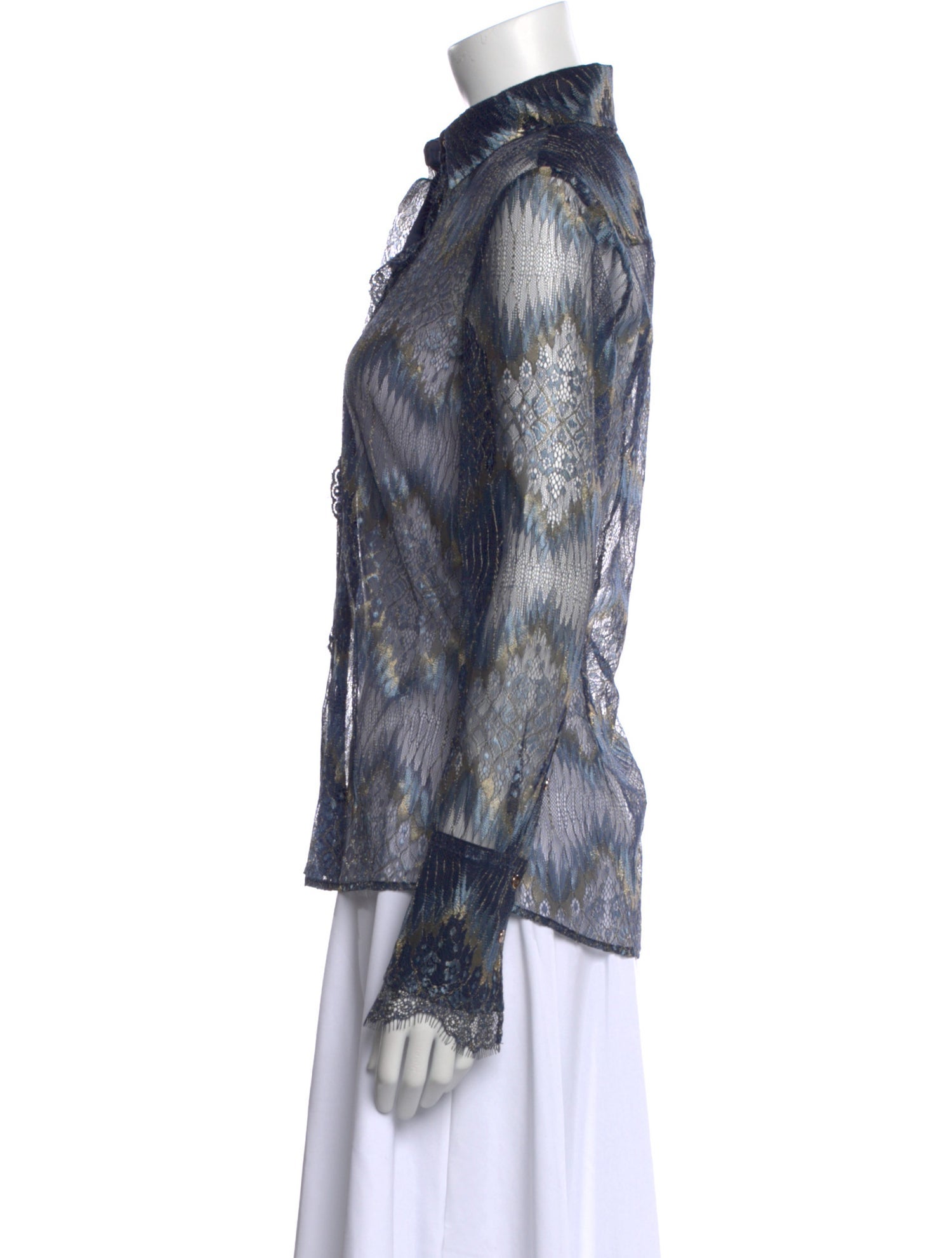 Ramy Brook Printed Long Sleeve Button-Up Top