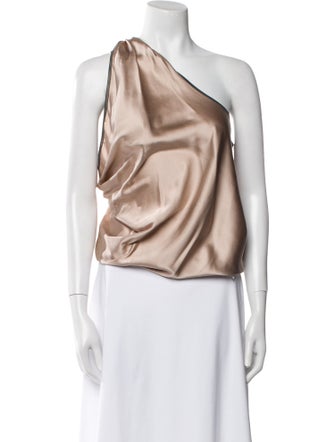 Ramy Brook Silk One-Shoulder Crop Top