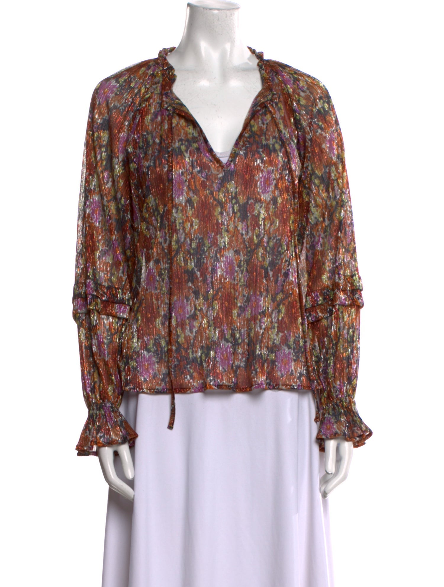 Ramy Brook Printed V-Neck Blouse