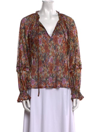 Ramy Brook Printed V-Neck Blouse
