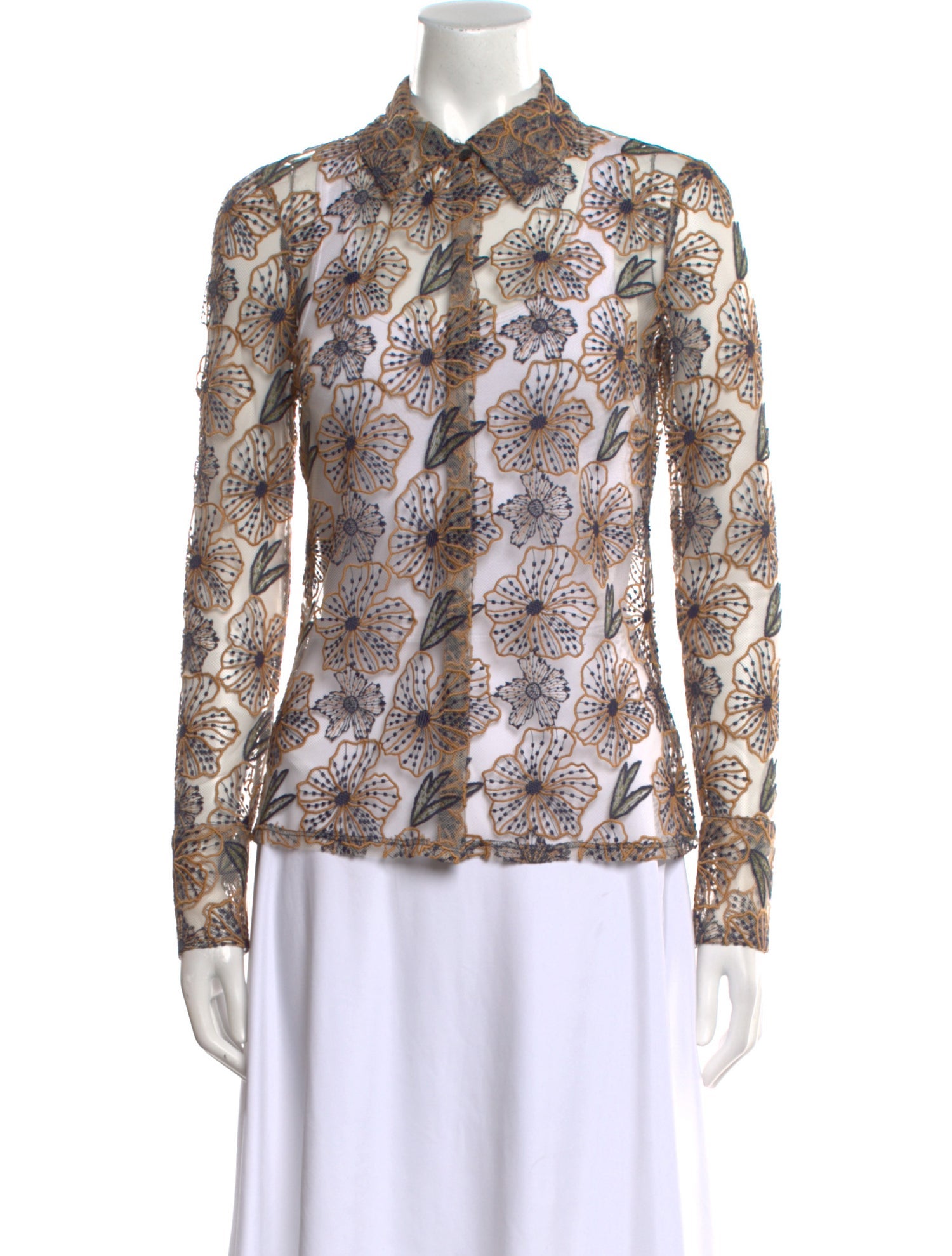 Ramy Brook Printed Long Sleeve Button-Up Top