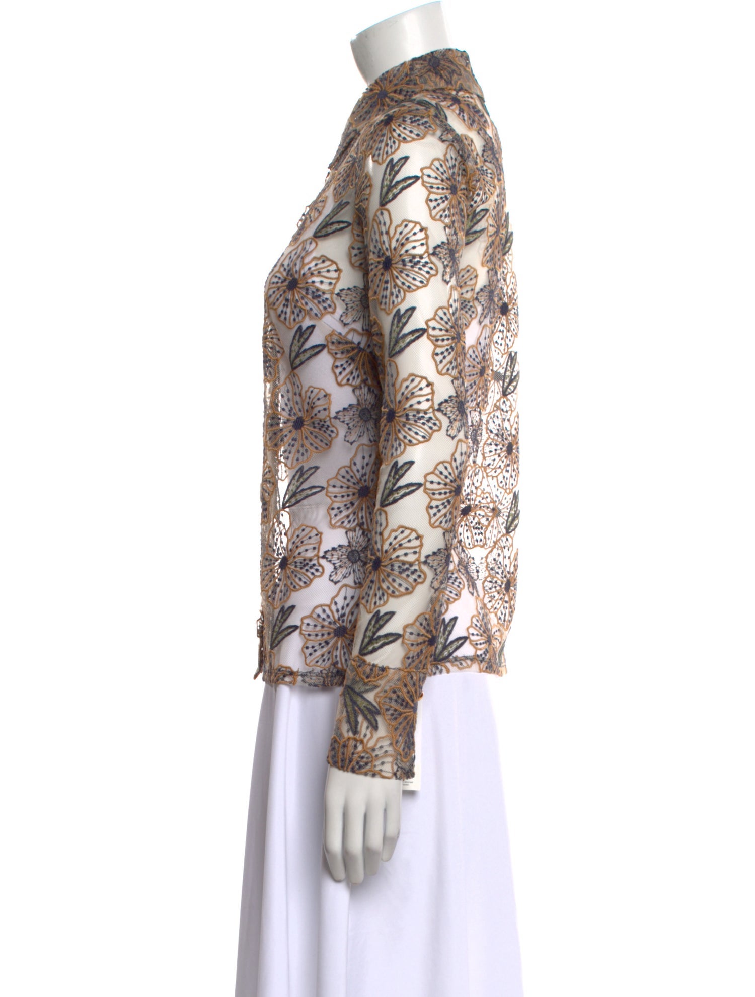 Ramy Brook Printed Long Sleeve Button-Up Top