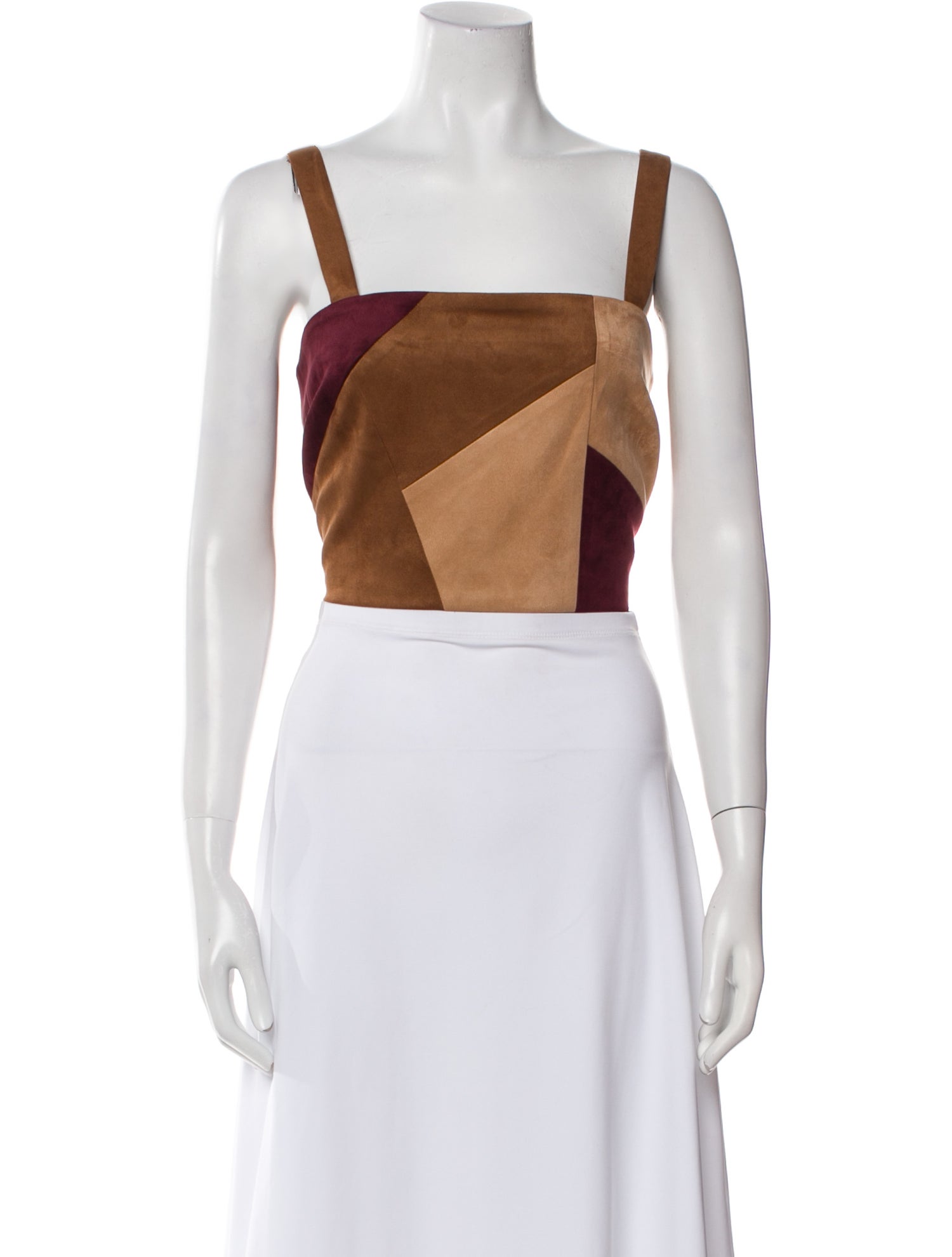 Ramy Brook Colorblock Pattern Square Neckline Crop Top