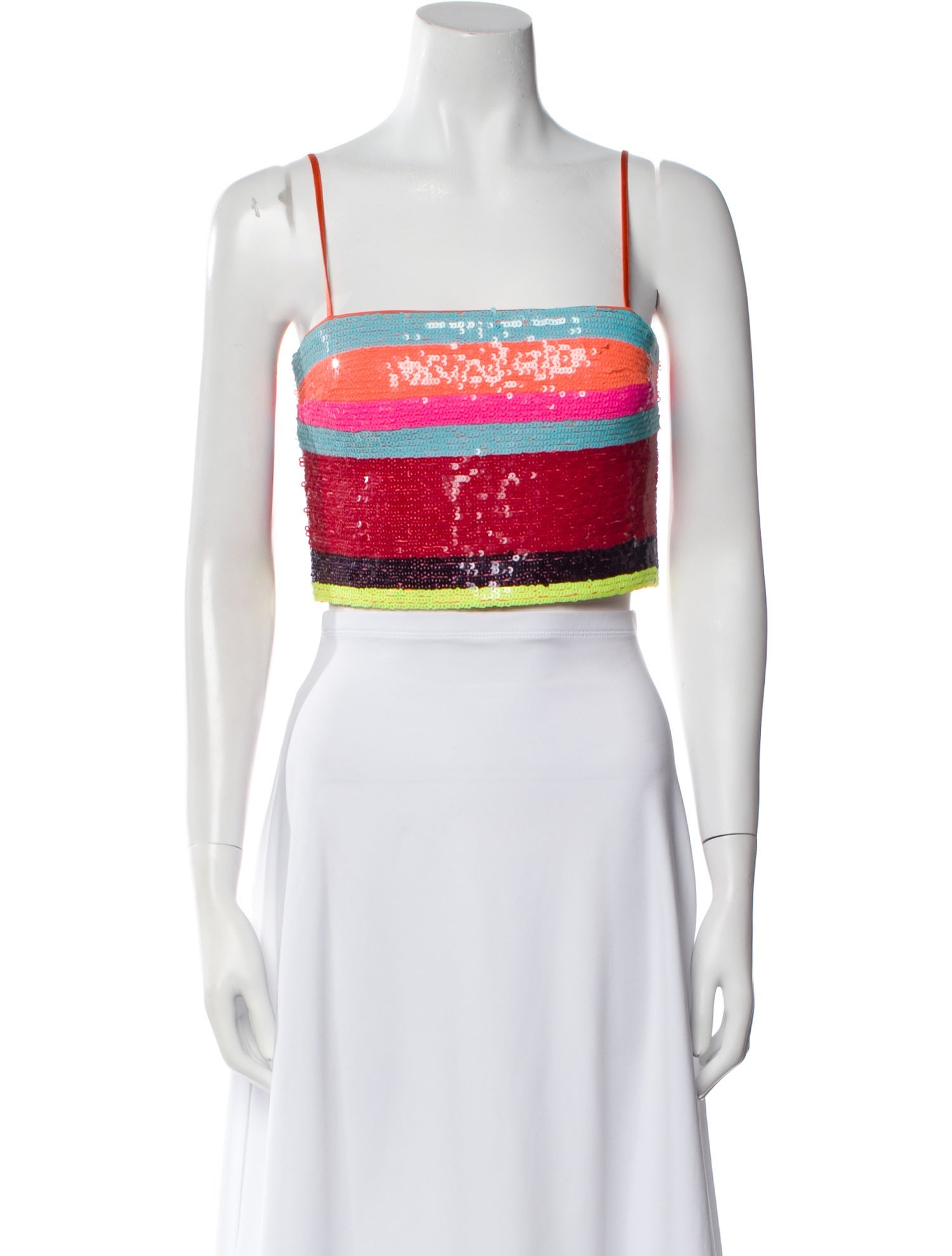 Ramy Brook Striped Square Neckline Crop Top