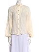 Ramy Brook Striped Mock Neck Button-Up Top