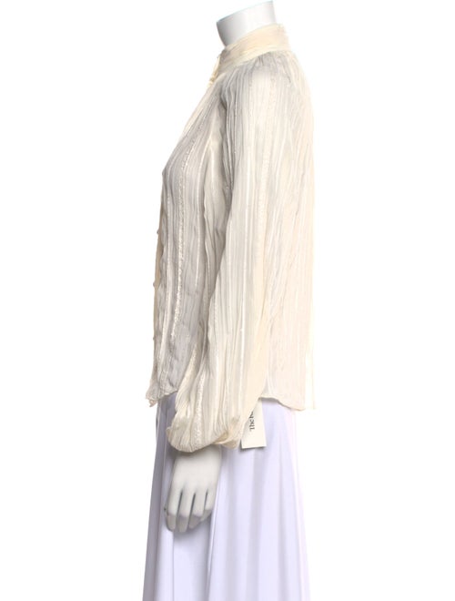 Ramy Brook Striped Mock Neck Button-Up Top