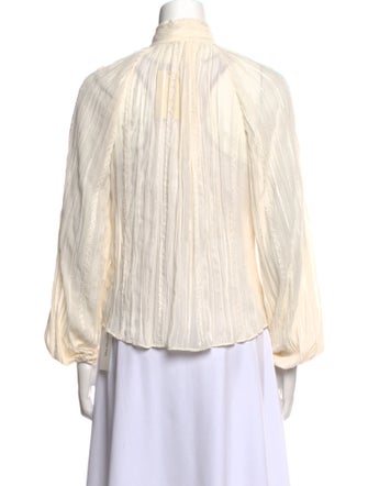 Ramy Brook Striped Mock Neck Button-Up Top