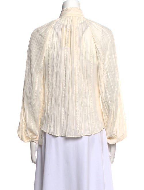 Ramy Brook Striped Mock Neck Button-Up Top