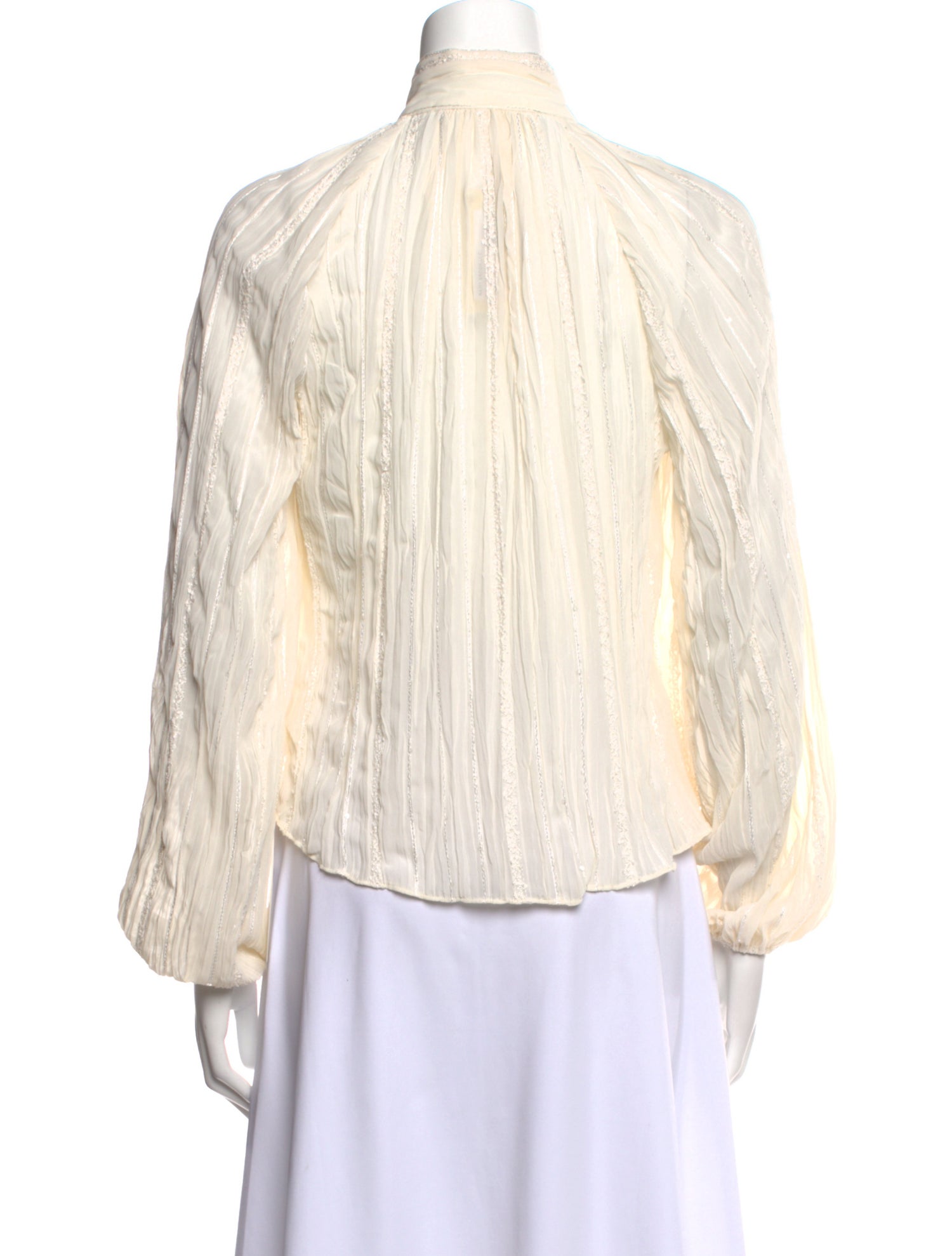 Ramy Brook Striped Mock Neck Button-Up Top