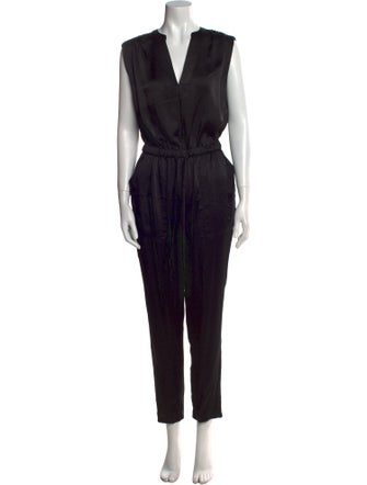 Ramy Brook Satin V-Neck Jumpsuit