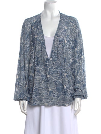 Ramy Brook Printed V-Neck Blouse
