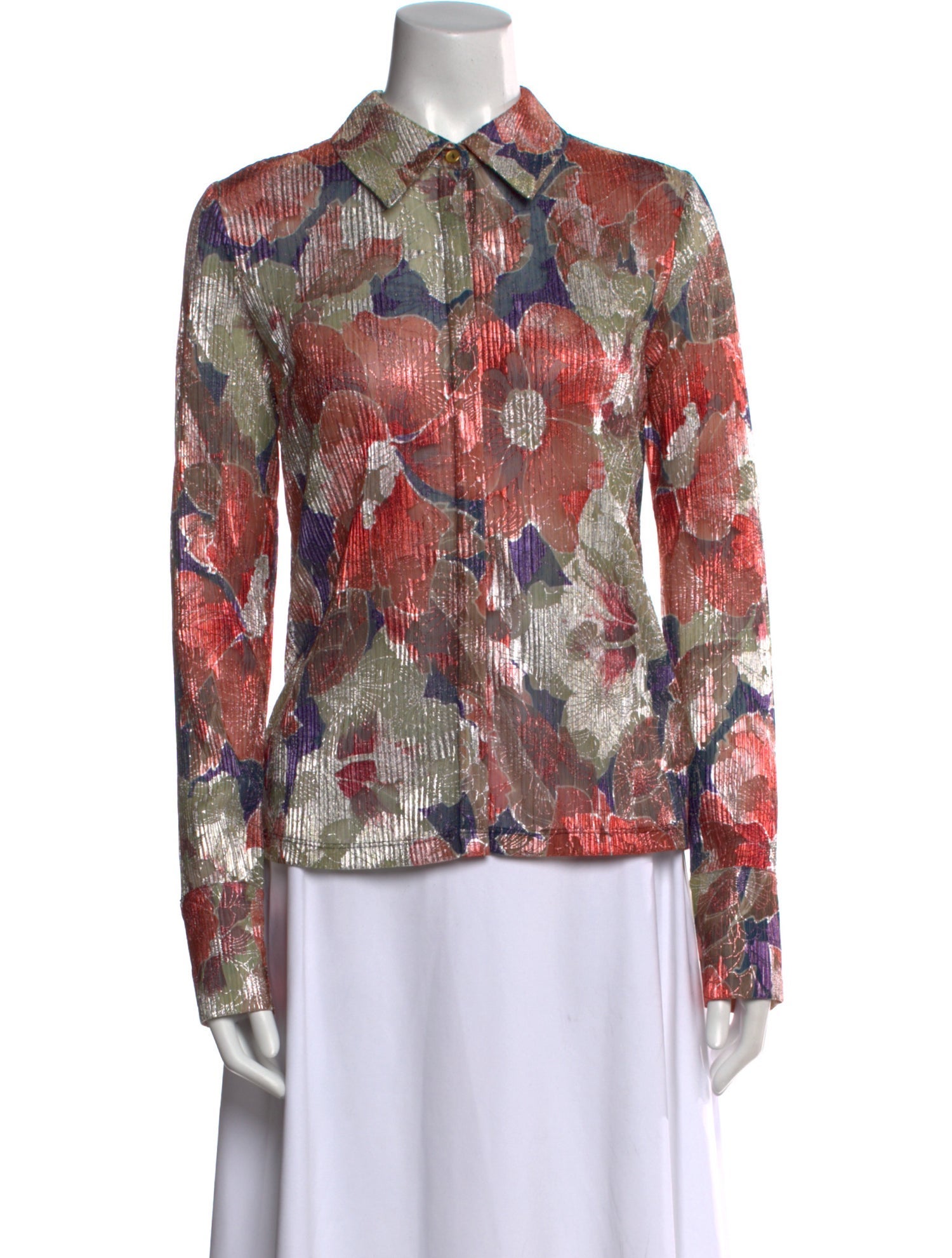 Ramy Brook Floral Print Long Sleeve Button-Up Top