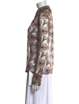 Ramy Brook Mesh Paisley Print Button-Up Top