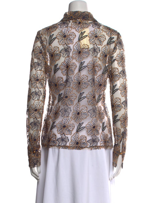 Ramy Brook Mesh Paisley Print Button-Up Top