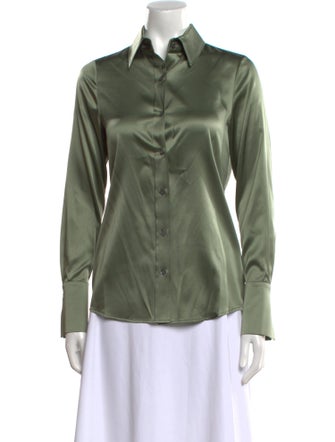 Ramy Brook Satin Long Sleeve Button-Up Top
