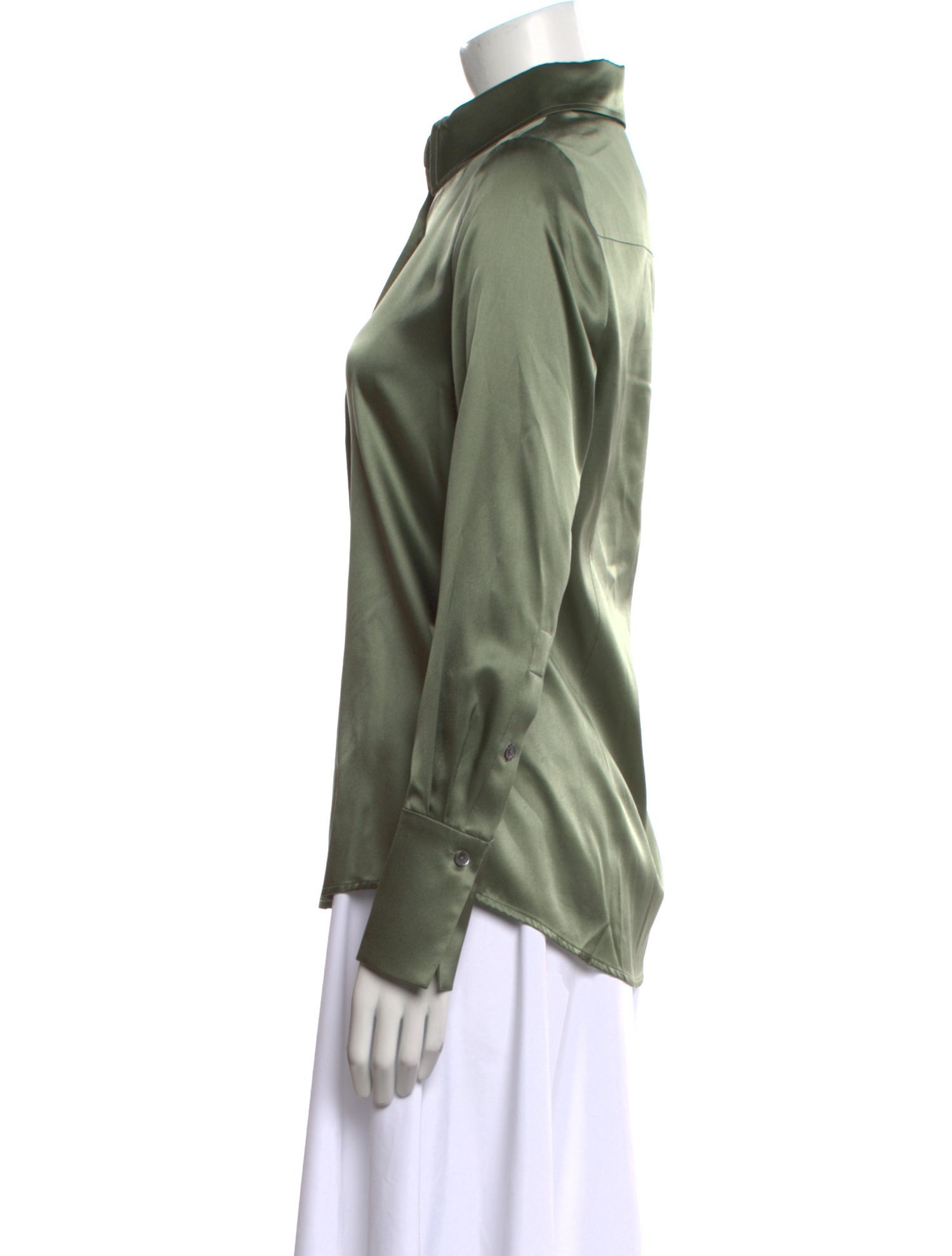 Ramy Brook Satin Long Sleeve Button-Up Top