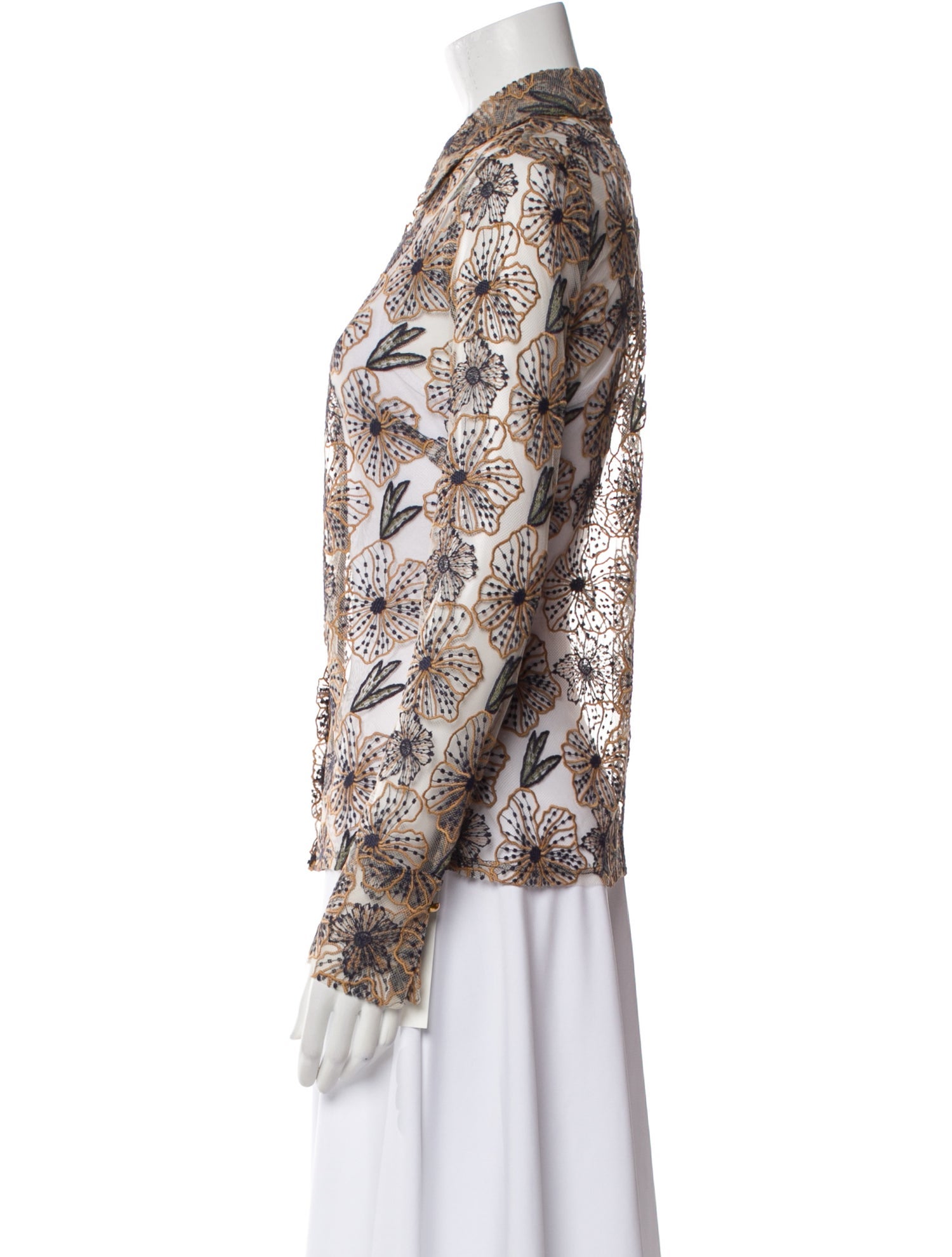 Ramy Brook Floral Print Long Sleeve Button-Up Top