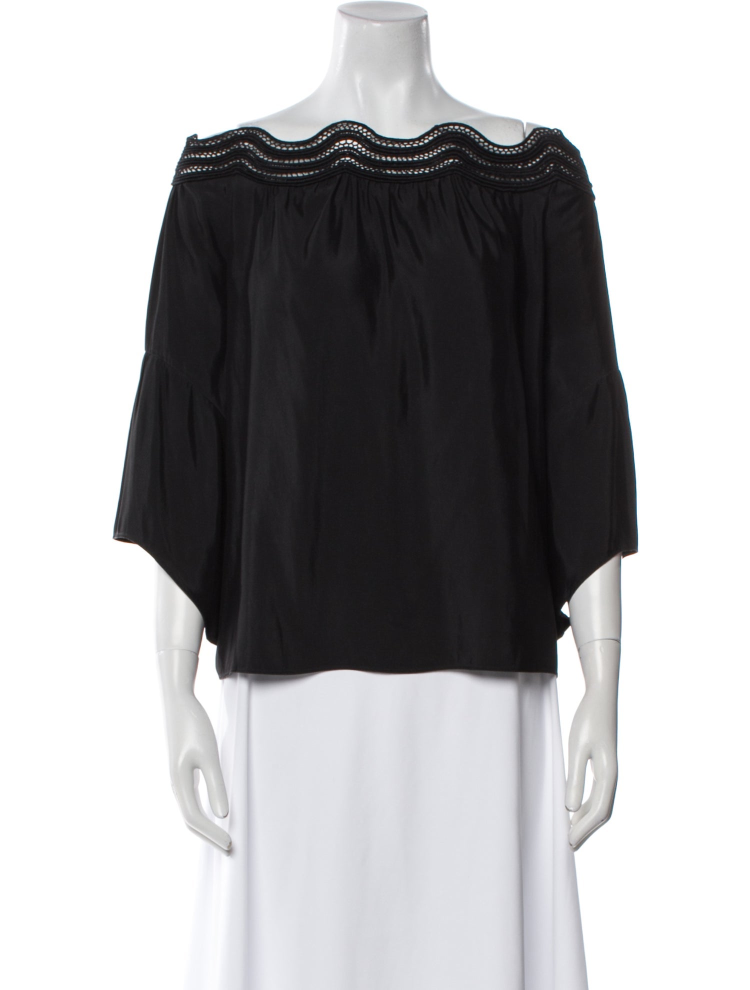 Ramy Brook Bateau Neckline Three-Quarter Sleeve Blouse