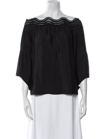 Ramy Brook Bateau Neckline Three-Quarter Sleeve Blouse