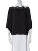 Ramy Brook Bateau Neckline Three-Quarter Sleeve Blouse