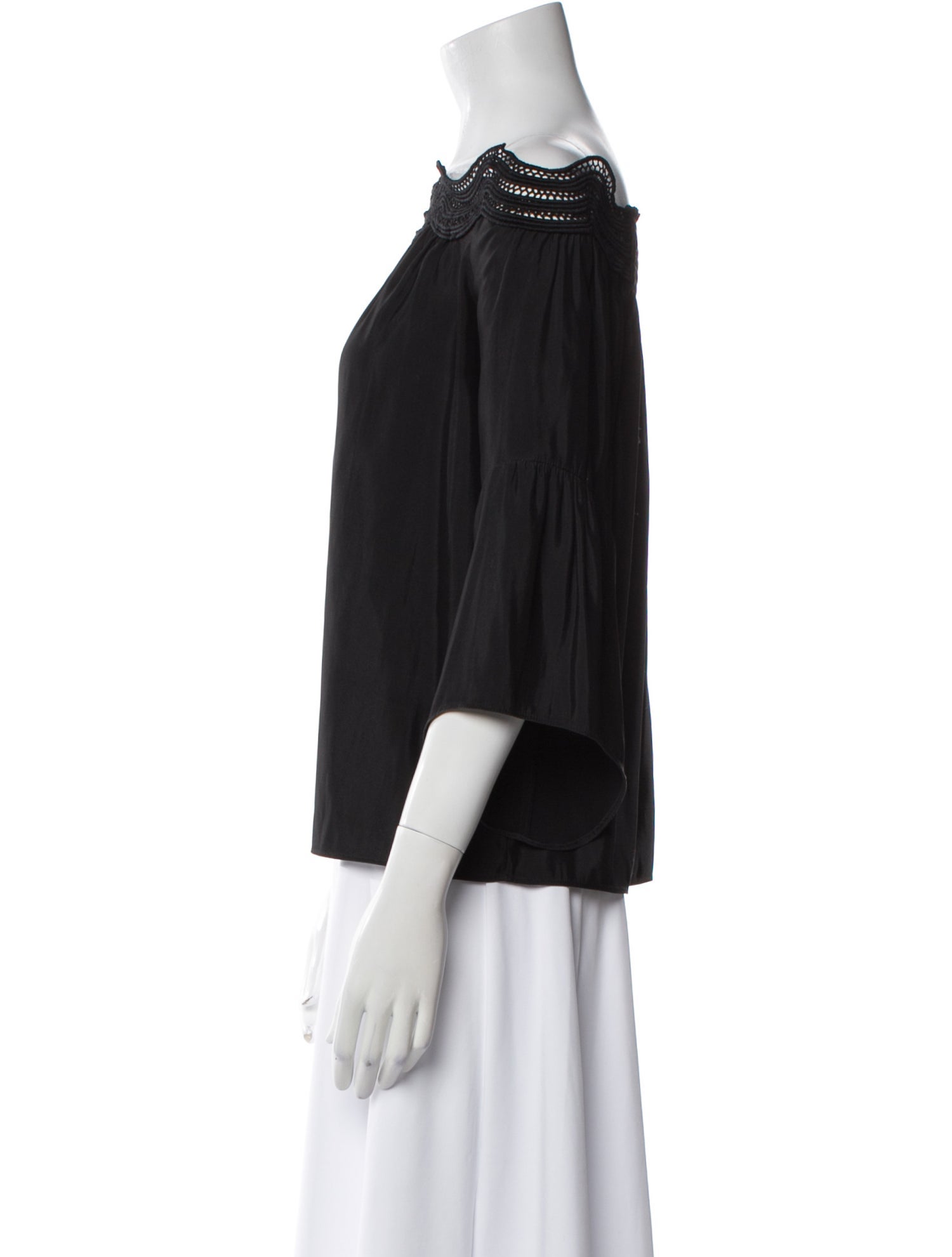 Ramy Brook Bateau Neckline Three-Quarter Sleeve Blouse