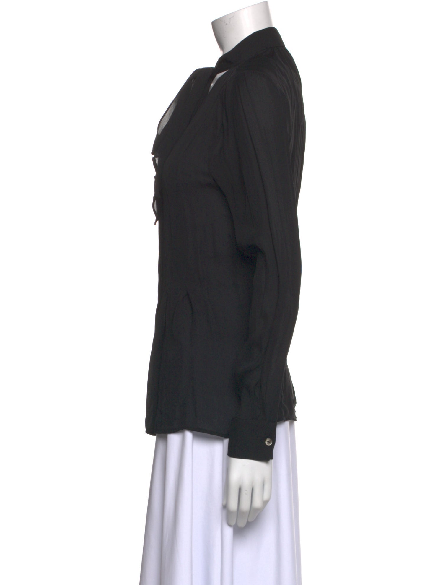 Ramy Brook Silk Tie Neck Button-Up Top