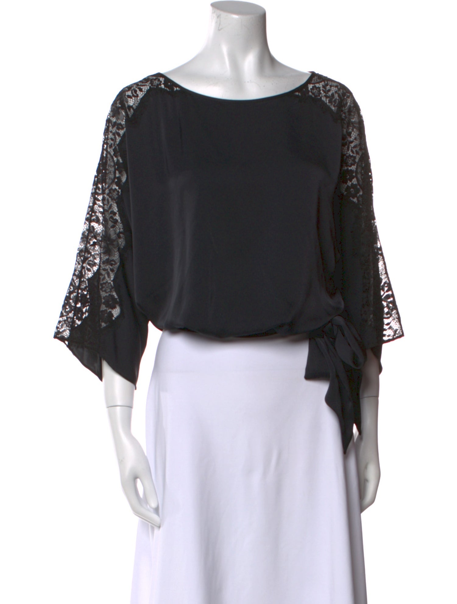 Ramy Brook Scoop Neck Three-Quarter Sleeve Crop Top