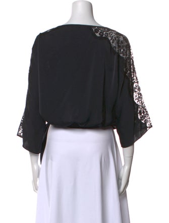 Ramy Brook Scoop Neck Three-Quarter Sleeve Crop Top