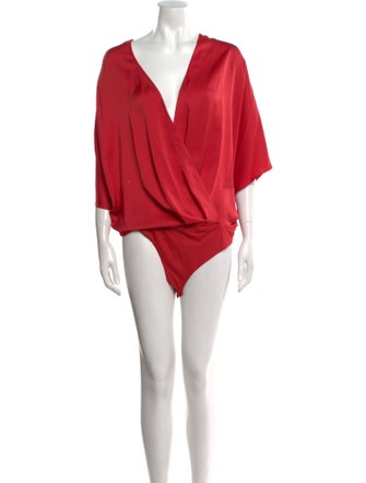 Ramy Brook V-Neck Three-Quarter Sleeve Bodysuit