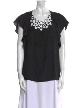 Ramy Brook Scoop Neck Short Sleeve Blouse