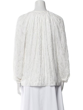 Ramy Brook Striped Mock Neck Blouse