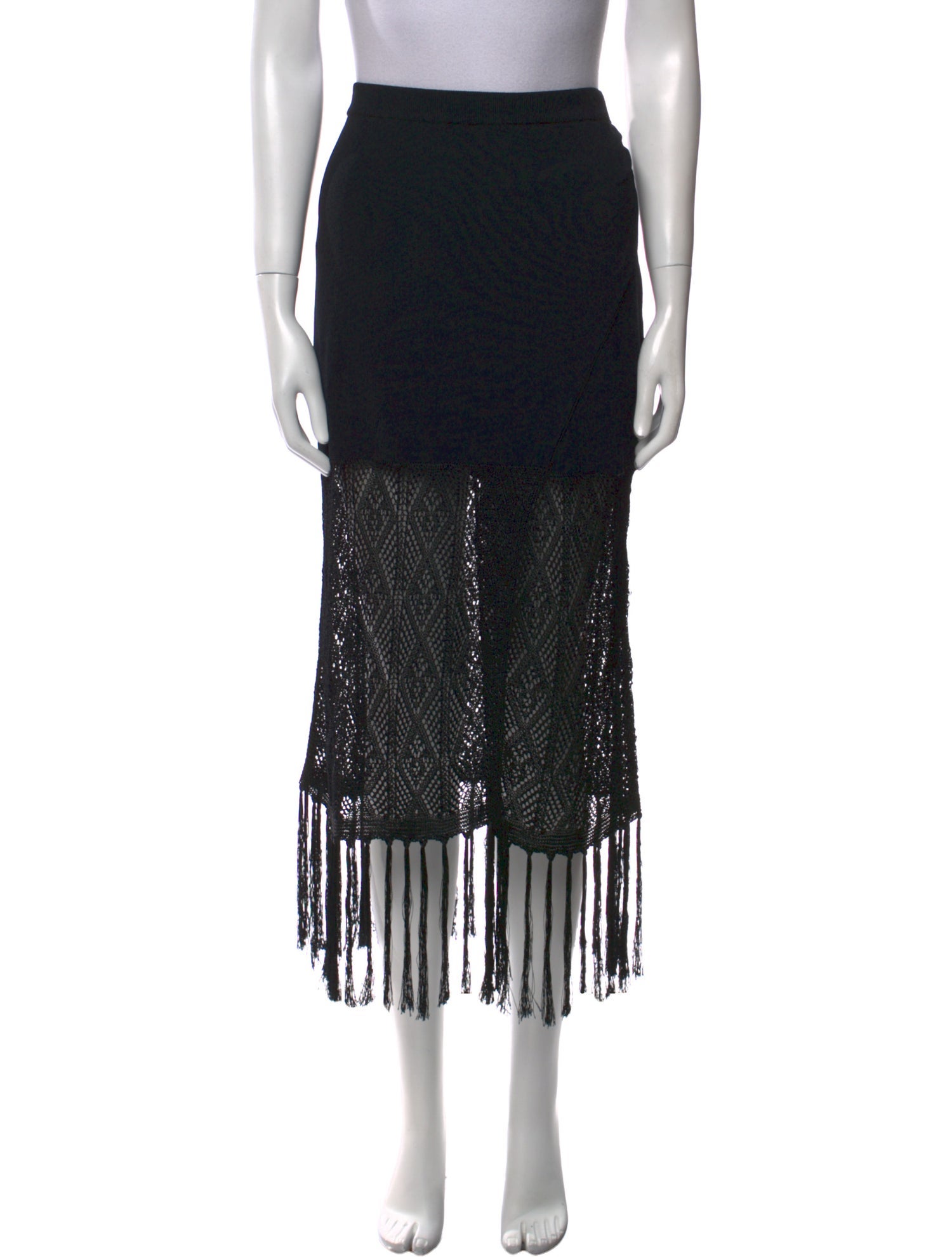 Ramy Brook Fringe Trim Accent Knee-Length Skirt