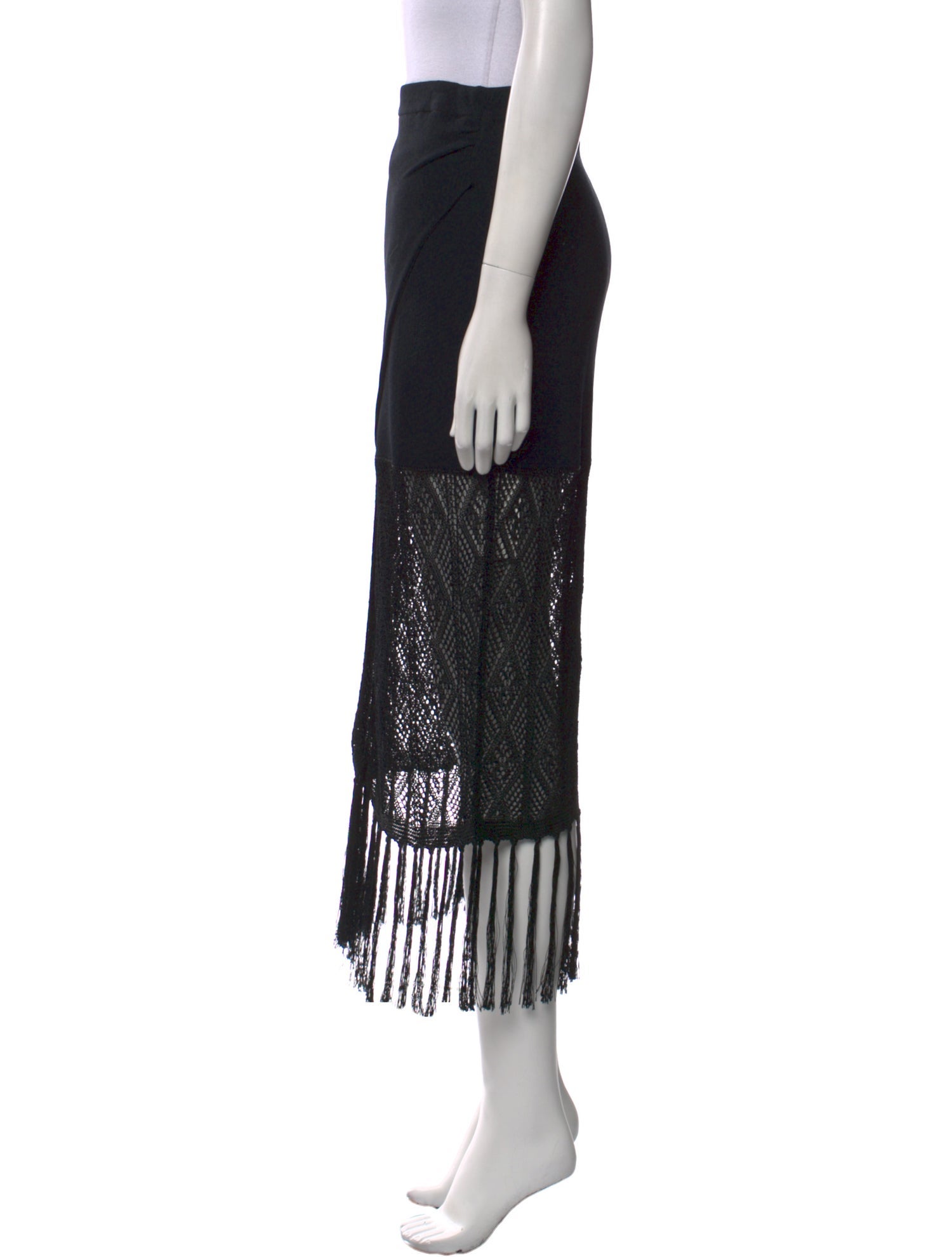 Ramy Brook Fringe Trim Accent Knee-Length Skirt