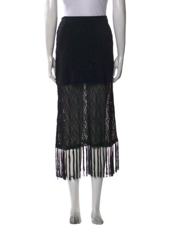 Ramy Brook Fringe Trim Accent Knee-Length Skirt