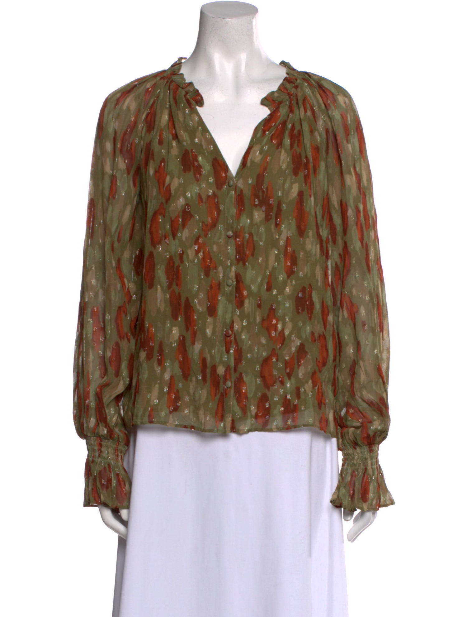 Ramy Brook Printed V-Neck Blouse