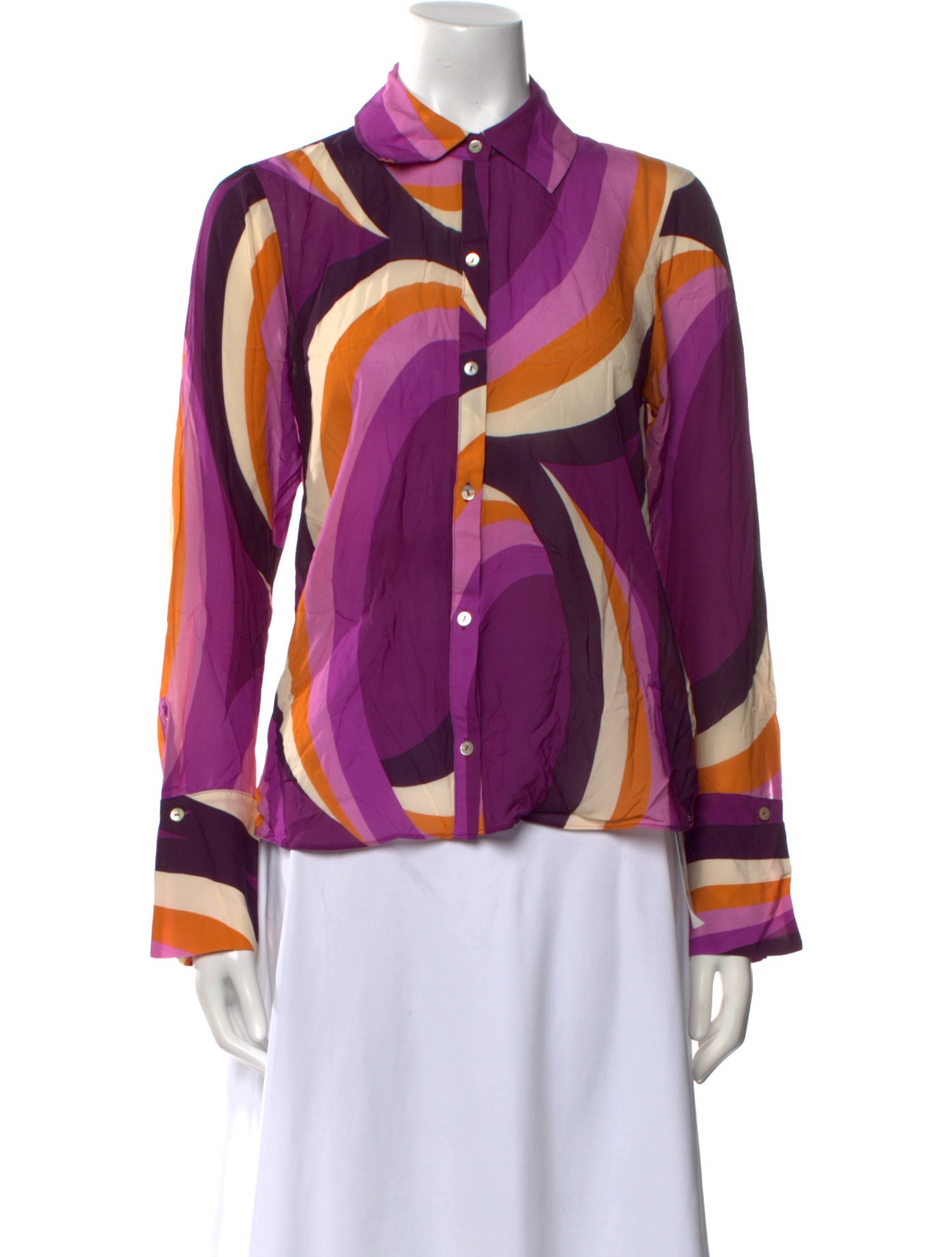 Ramy Brook Printed Long Sleeve Button-Up Top