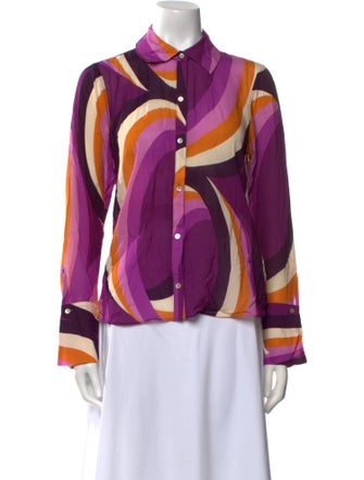 Ramy Brook Printed Long Sleeve Button-Up Top