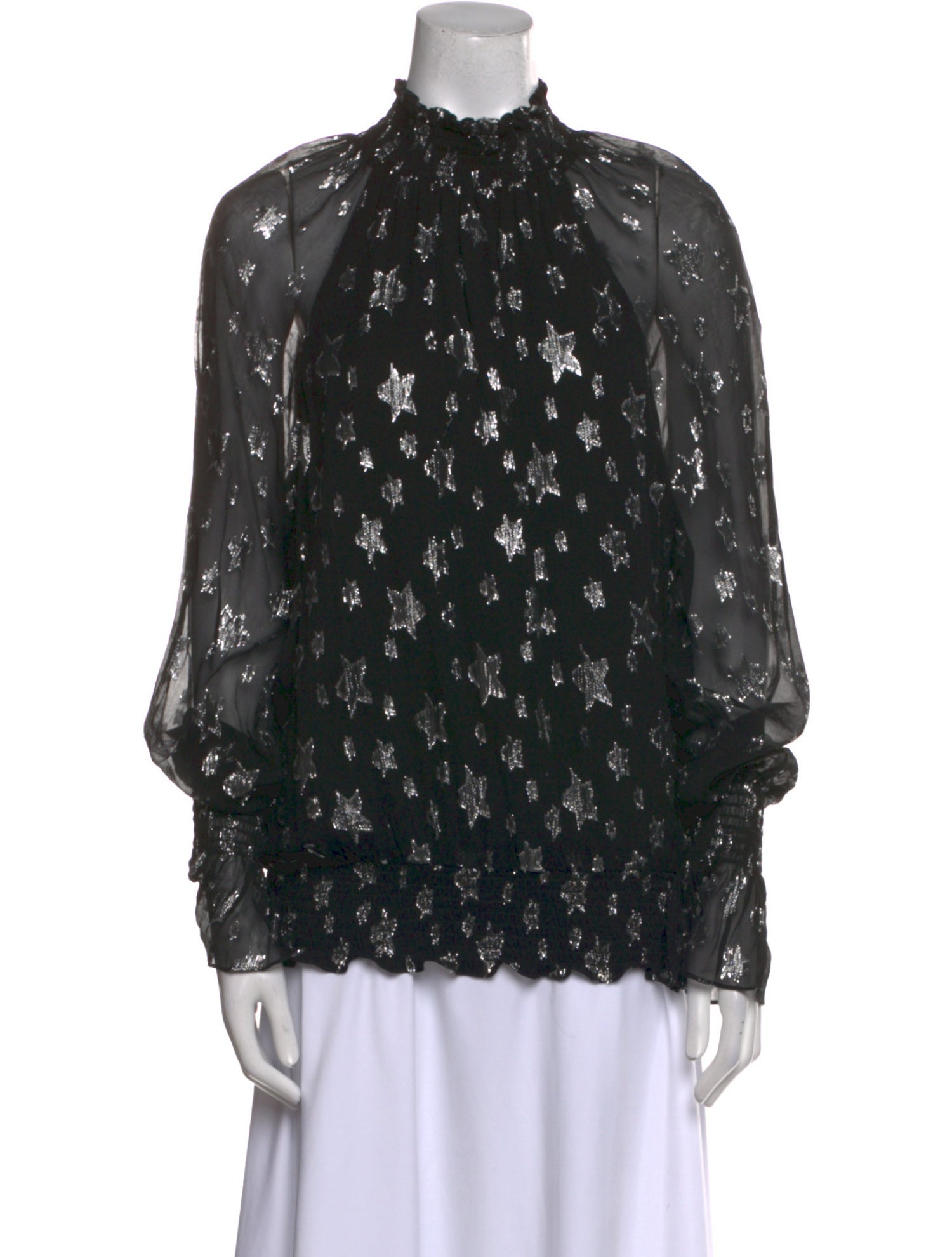 Ramy Brook Silk Lace Pattern Blouse