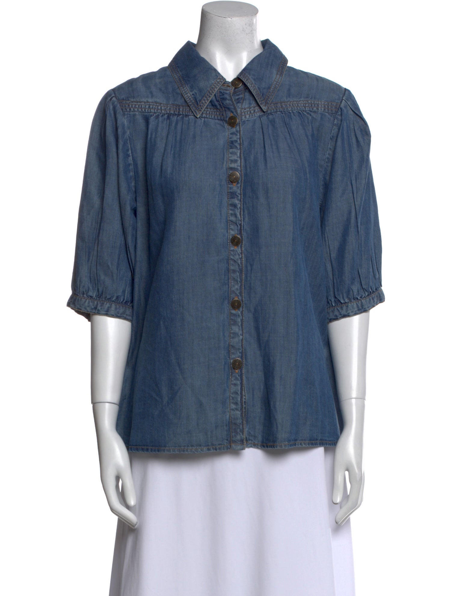 Ramy Brook Three-Quarter Sleeve Button-Up Top w/ Tags