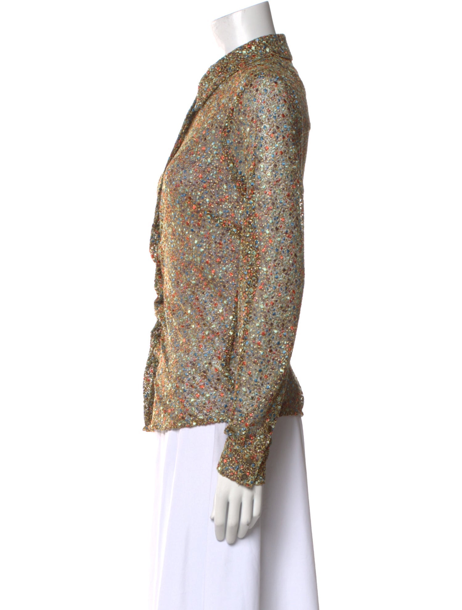 Ramy Brook Printed Long Sleeve Button-Up Top