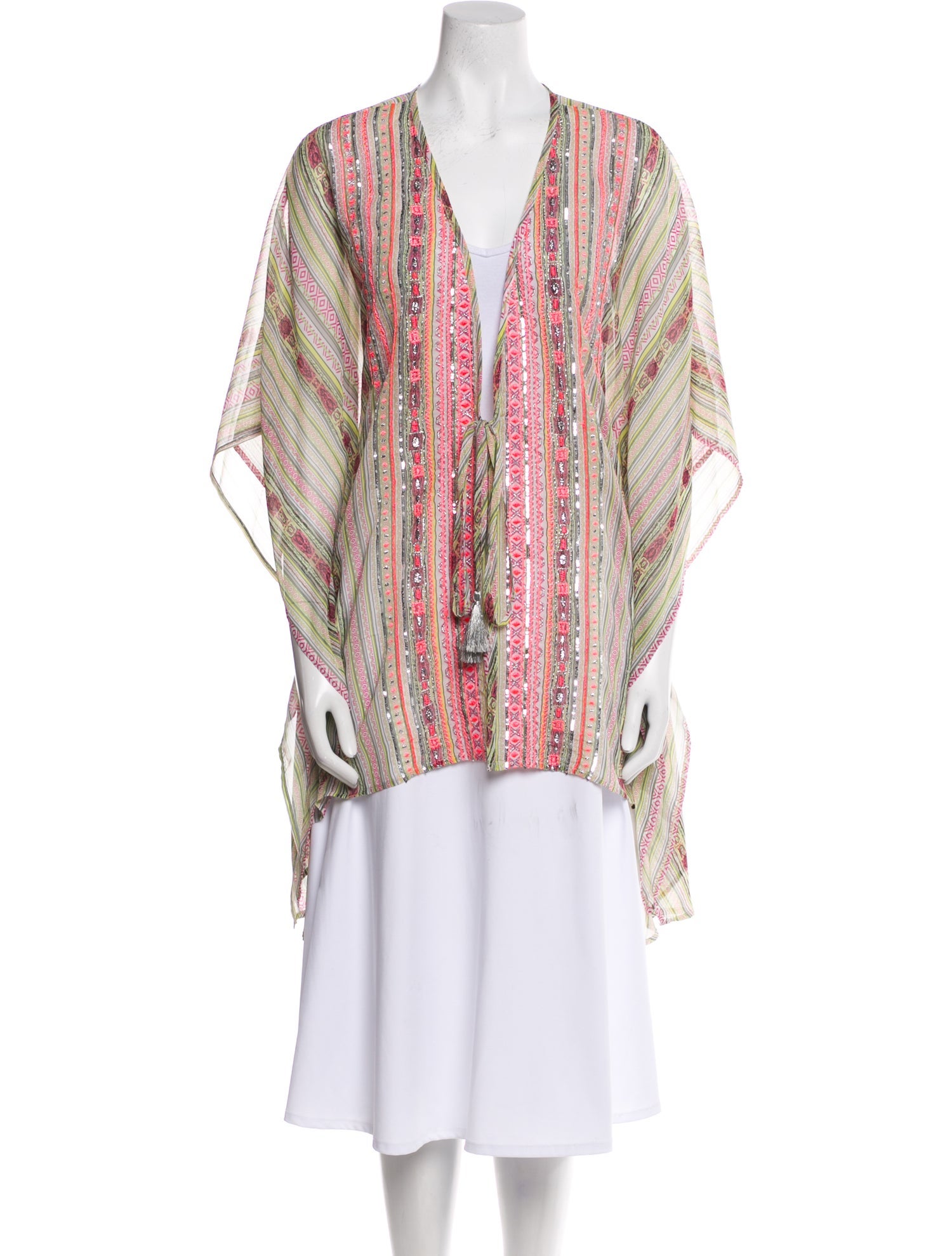 Ramy Brook Striped Sequin Embellishments Cover-Up w/ Tags