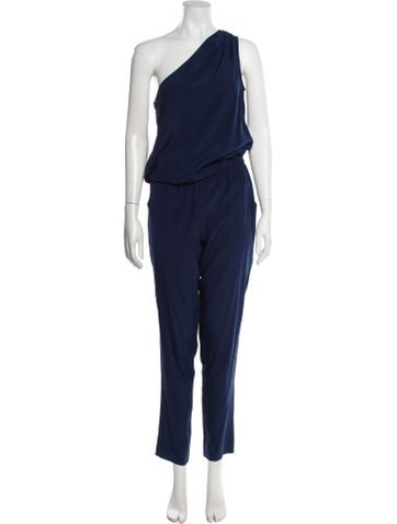 Pre-owned Ramy Brook Silk One-shoulder Jumpsuit In Blue