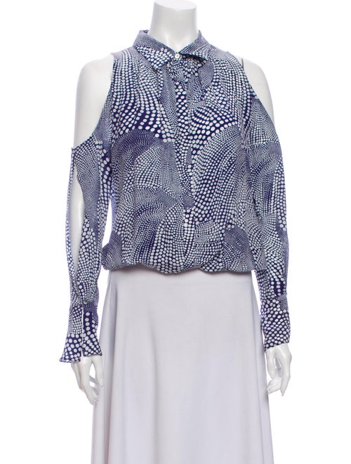 Ramy Brook Silk Polka Dot Print Blouse Blue