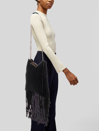 Ramy Brook Fringe Trimmed Suede Shoulder Bag