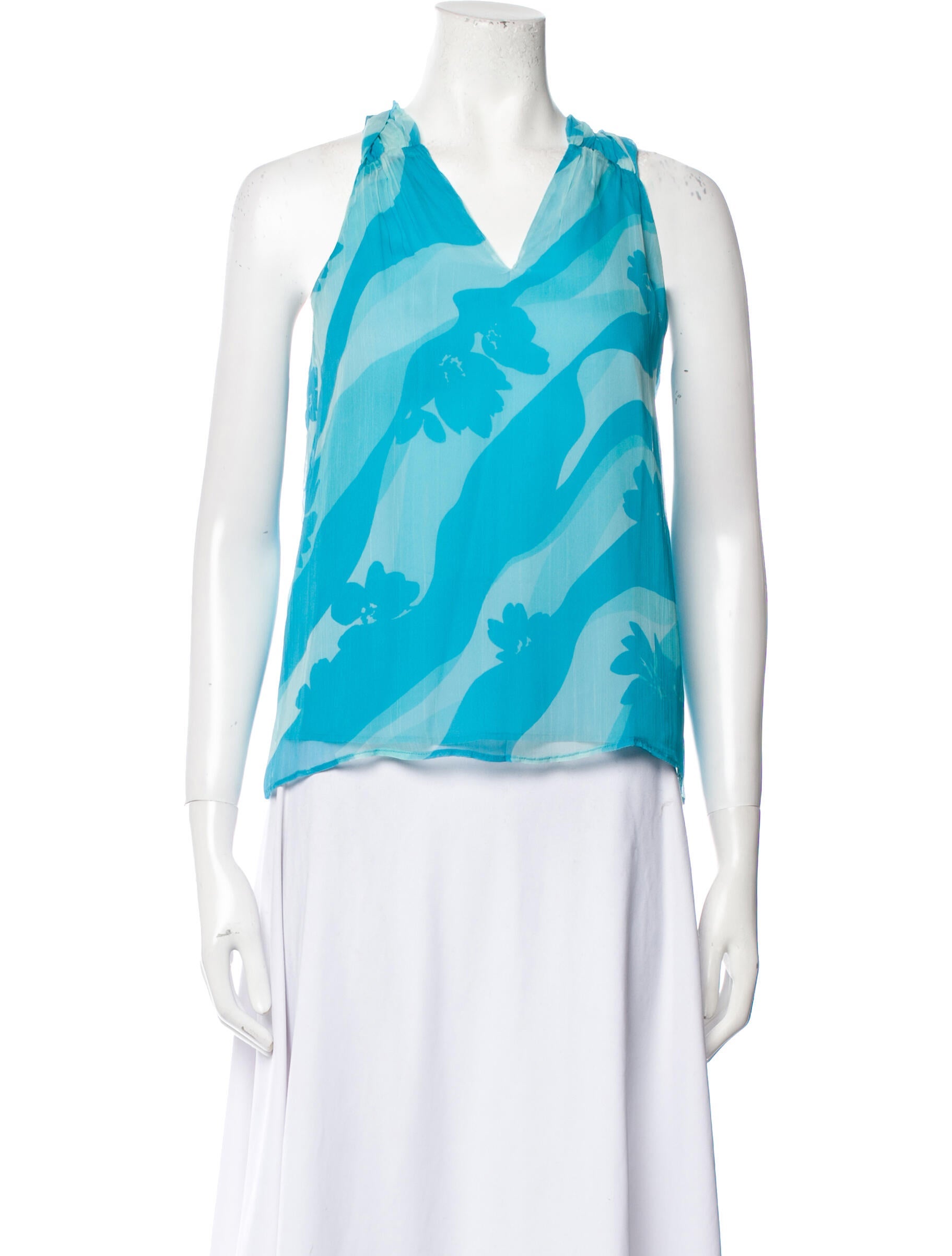 Ramy Brook Printed V-Neck Top w/ Tags