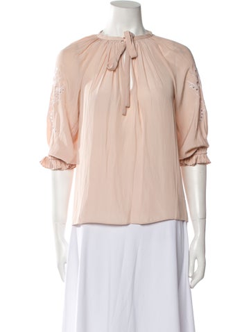 Ramy Brook Tops Mock Neck Three-Quarter Sleeve Blouse XXS
