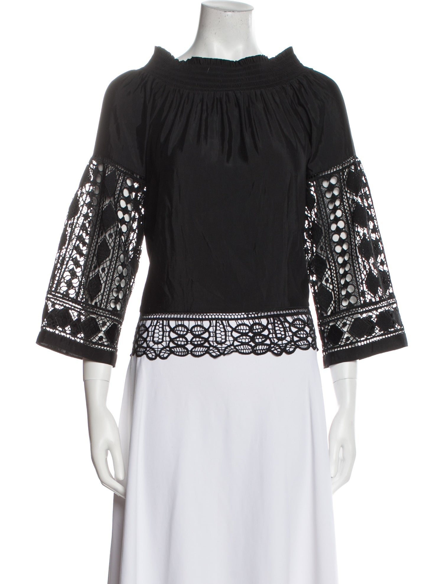 Ramy Brook Bateau Neckline Three-Quarter Sleeve Blouse