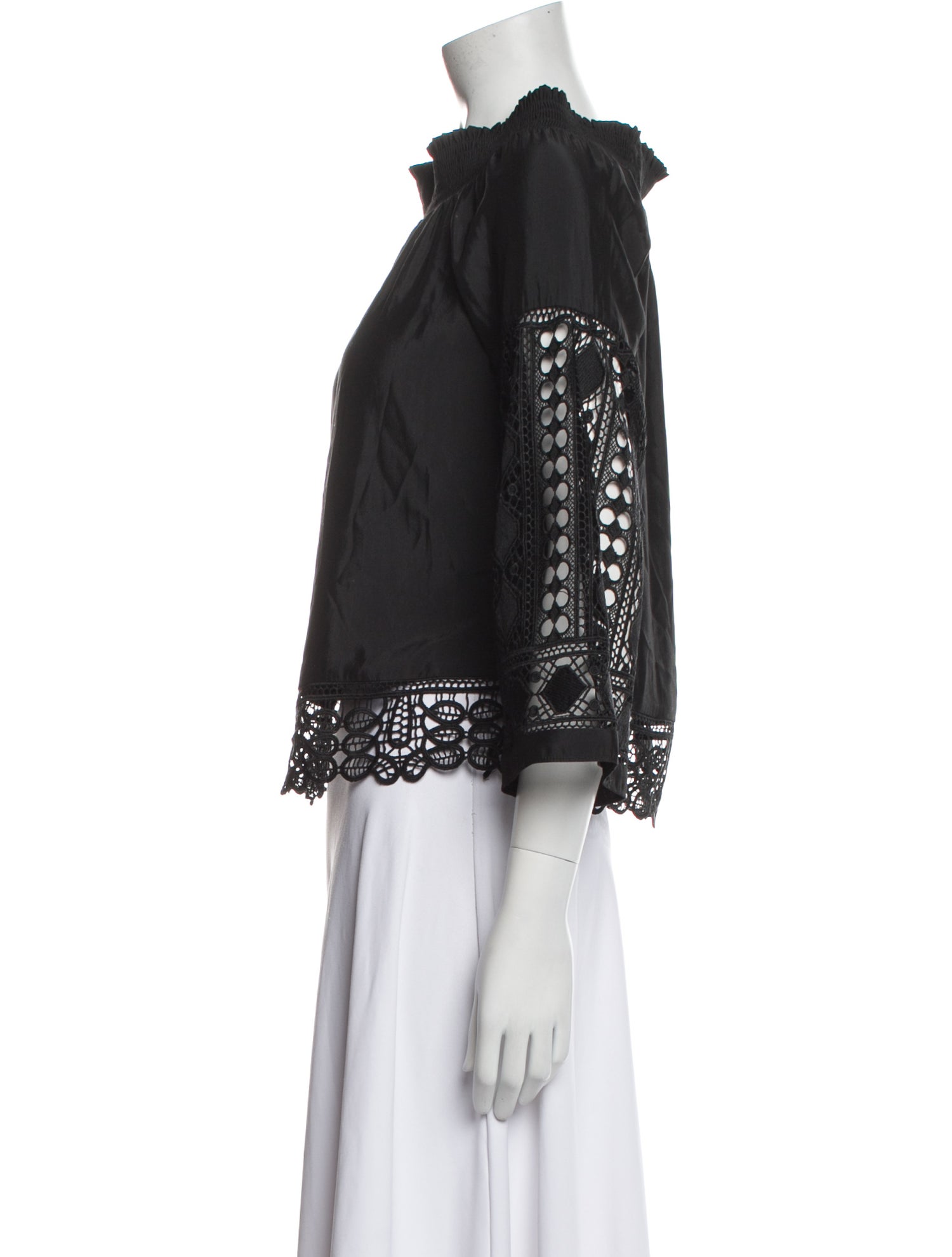 Ramy Brook Bateau Neckline Three-Quarter Sleeve Blouse