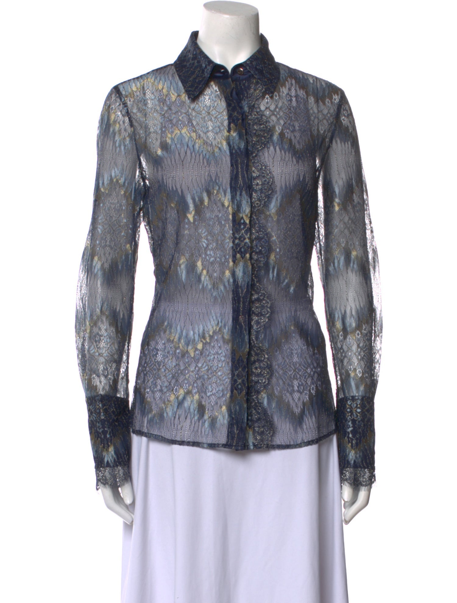 Ramy Brook Printed Long Sleeve Button-Up Top